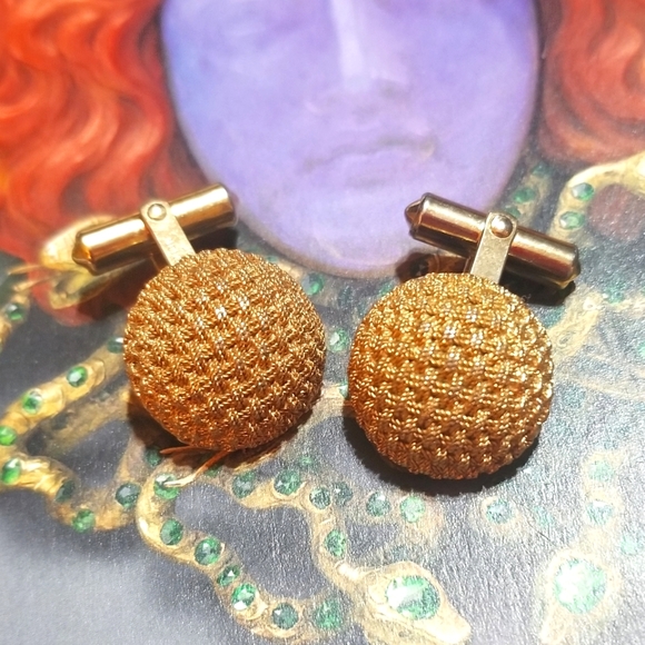 VTG Christian Dior Gold Plated Woven Cuff Links - Picture 3 of 5